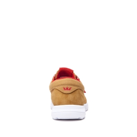 Supra Mens HAMMER RUN Tan/Risk Red/white Low Top Shoes | CA-77121